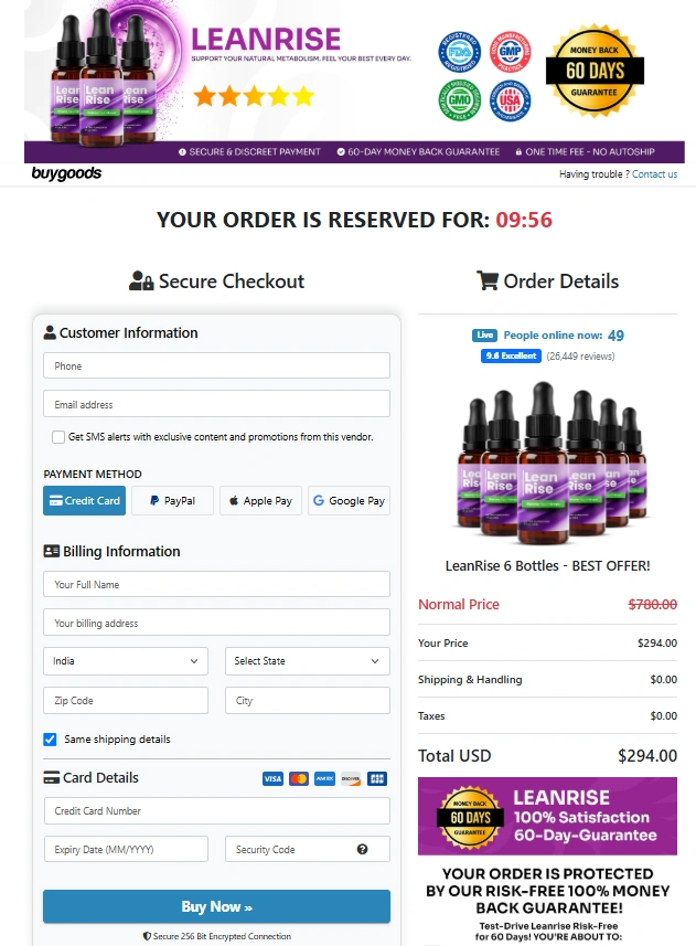 LeanRise Secure Checkout Page